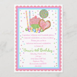 Invitations d'anniversaire de petit gâteau et de