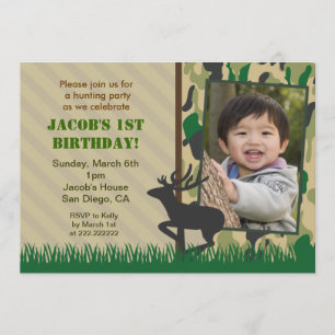 Invitations d'anniversaire de photo de chasse de