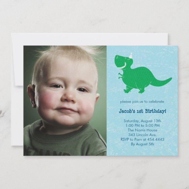 Invitations d'anniversaire de photo de dinosaure (Devant)