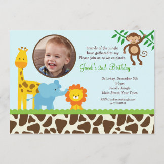 Invitations d'anniversaire de photo de jungle de