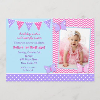 Invitations d'anniversaire de photo de papillon