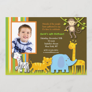 Invitations d'anniversaire de photo de safari