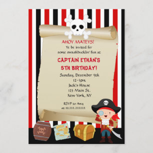 Invitations d'anniversaire de pirate de garçon
