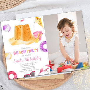 Invitations d'anniversaire de plage avec photo