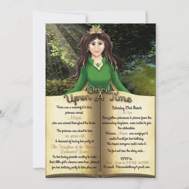 Invitations d'anniversaire de Princess Storybook (Devant)