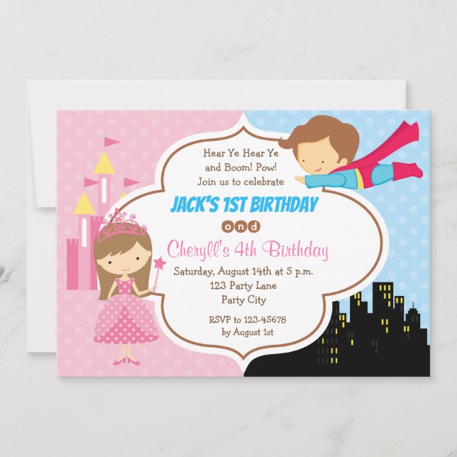Invitations d'anniversaire de Princess Superhero T (Devant)