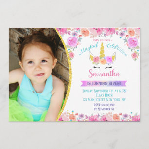 Invitations d'anniversaire de Rainbow Unicorn