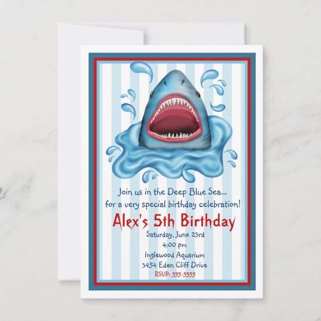 Invitations d'anniversaire de requins (Devant)