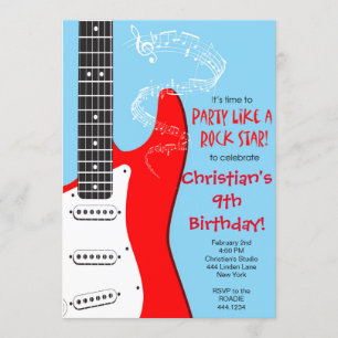 Invitations d'anniversaire de Rock Star Guitar