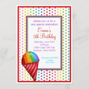Invitations d'anniversaire de Snowcone et Pois