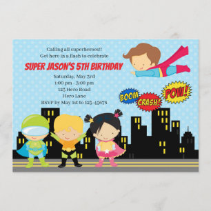 Invitations d'anniversaire de super héros