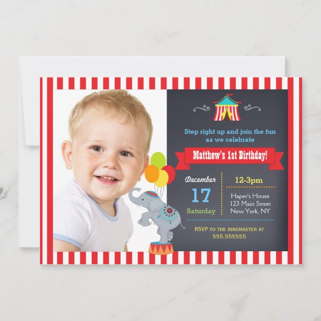 Invitations d'anniversaire de tableau de carnaval (Devant)