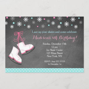 Invitations d'anniversaire de tableau de patinage