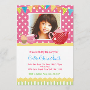 Invitations d'anniversaire de thé de filles