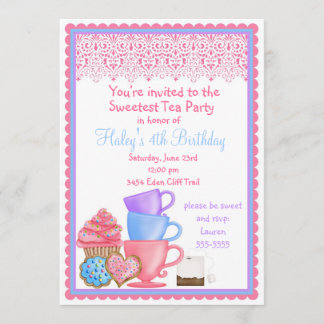 Invitations d'anniversaire de thé du pays des