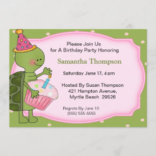 Invitations d'anniversaire de tortue
