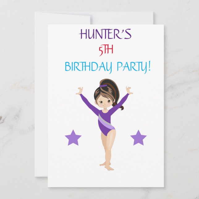 INVITATIONS D'ANNIVERSAIRE DE "TUMBLE GYMNASTICS" (Devant)