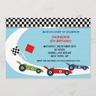 Invitations d'anniversaire de voiture de course