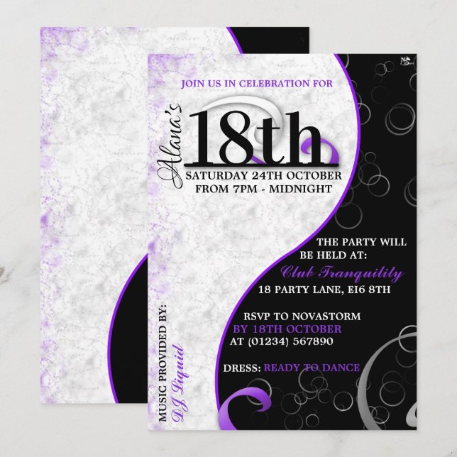 Invitations d'anniversaire de Ying Yang (Devant / Derrière)