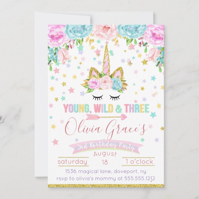 Invitations d'anniversaire de Young Wild et Three  (Devant)