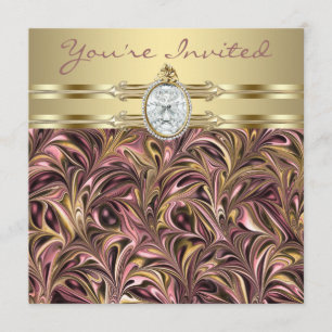 Invitations d'anniversaire des femmes d'or rose