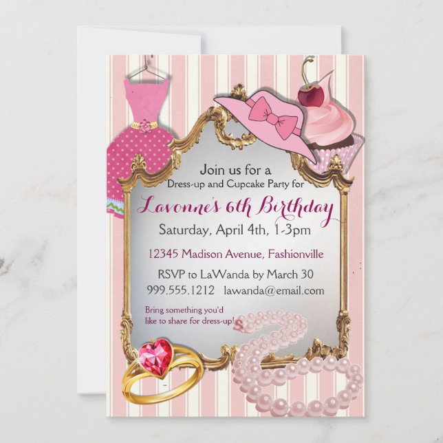 Invitations d'anniversaire des filles de la Cupcak (Devant)
