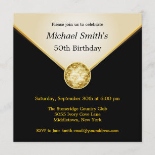 Invitations d'anniversaire des Mens Ivory Black Go