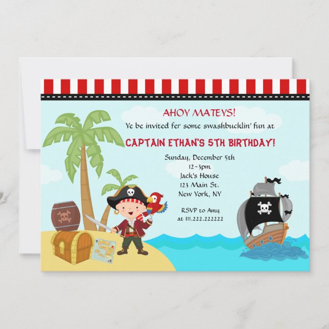 Invitations d'anniversaire des pirates (Devant)