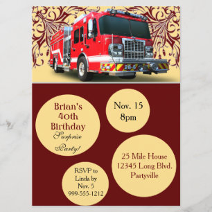 Invitations d'anniversaire des pompiers personnali