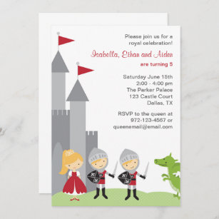 Invitations Faire Part Cartes Anniversaire Chevalier Princesse Zazzle Fr