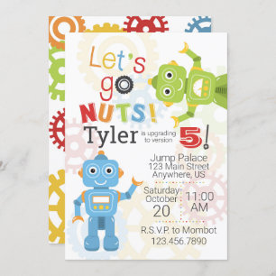 Invitations d'anniversaire des robots Fête d'anniv