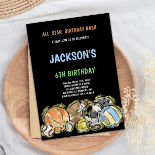 Invitations d'anniversaire des sports noirs