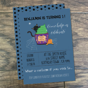 Invitations d'anniversaire d'Halloween bleu enfant