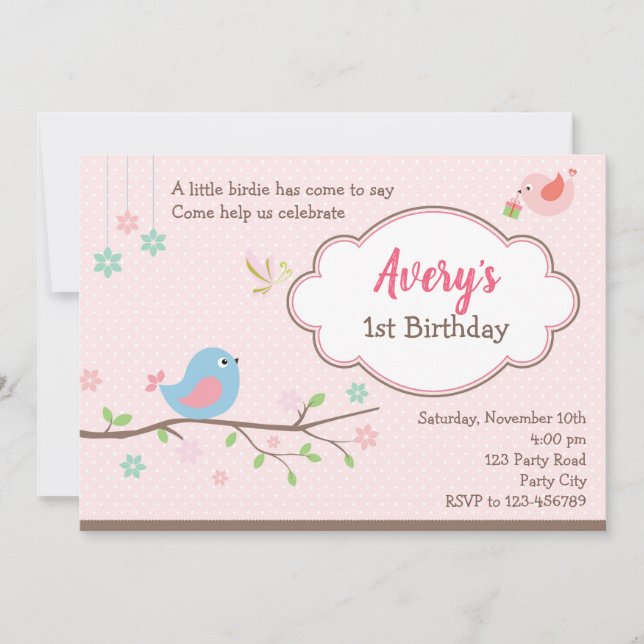 Invitations d'anniversaire d'oiseaux (Invitation p (Devant)
