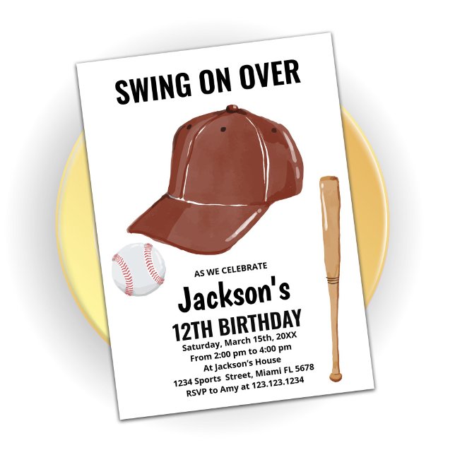 Invitations d'anniversaire du baseball Brown (Créateur téléchargé)