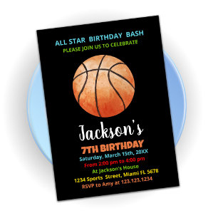 Invitations d'anniversaire du basket-ball orange n