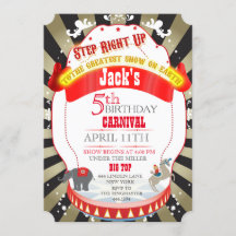 Invitations d'anniversaire du Carnaval du Cirque V