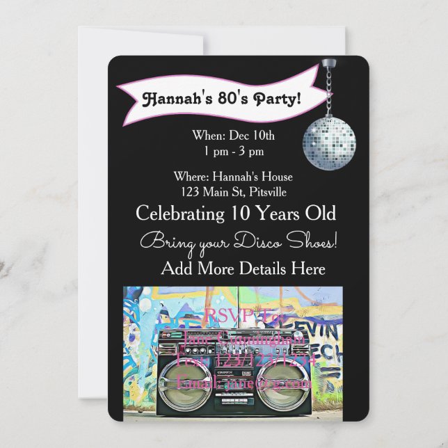 Invitations d'anniversaire du Party Disco dans les (Dos)