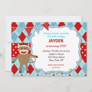 Invitations d'anniversaire du singe de la réserve