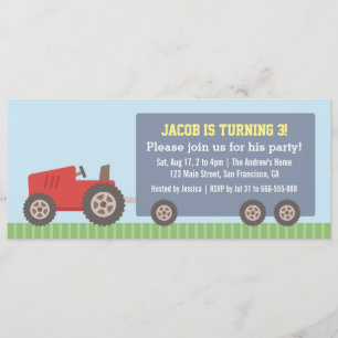 Invitations d'anniversaire du véhicule tracteur ro