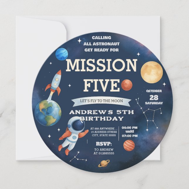 Invitations d'anniversaire d'un astronaute personn (Devant)