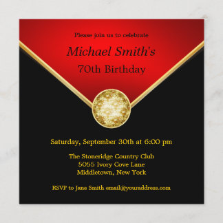 Invitations d'anniversaire élégantes Mens Black Re