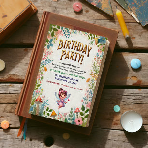 Invitations d'anniversaire florales de fées enchan