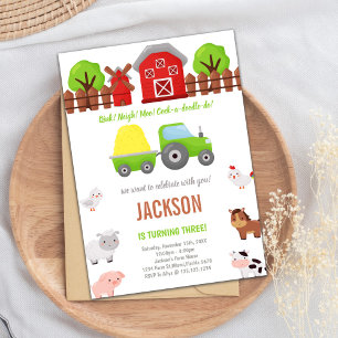 Invitations d'anniversaire Green Barnyard