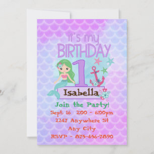 Invitations d'anniversaire Mermaid