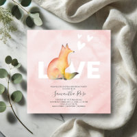 Invitations d'anniversaire mignonne rose renard