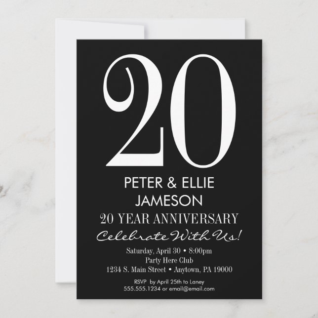 Invitations d'anniversaire moderne noir et blanc (Devant)