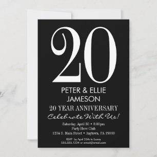 Invitations d'anniversaire moderne noir et blanc