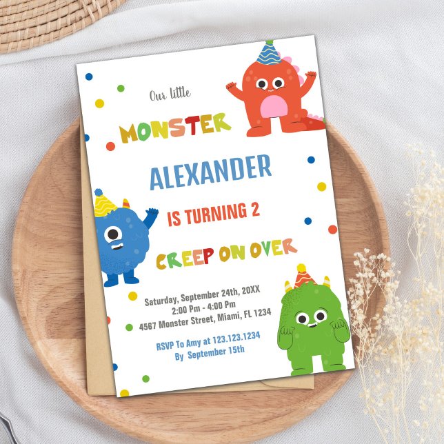 Invitations d'anniversaire Monster (Monster Birthday Invitations Colour Ballons)