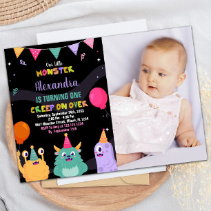 Invitations d'anniversaire Monster Ballon rose ave